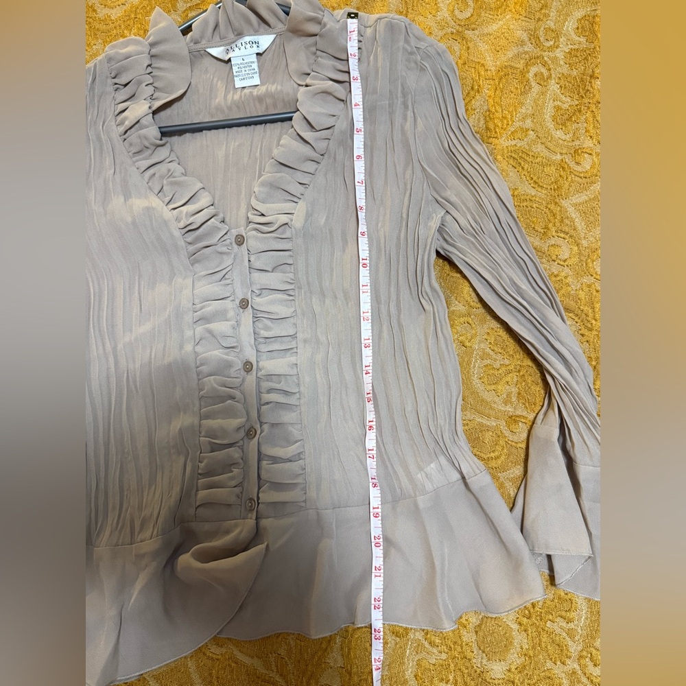 Allison Taylor Beige Ruffled Blouse - Picture 6 of 7